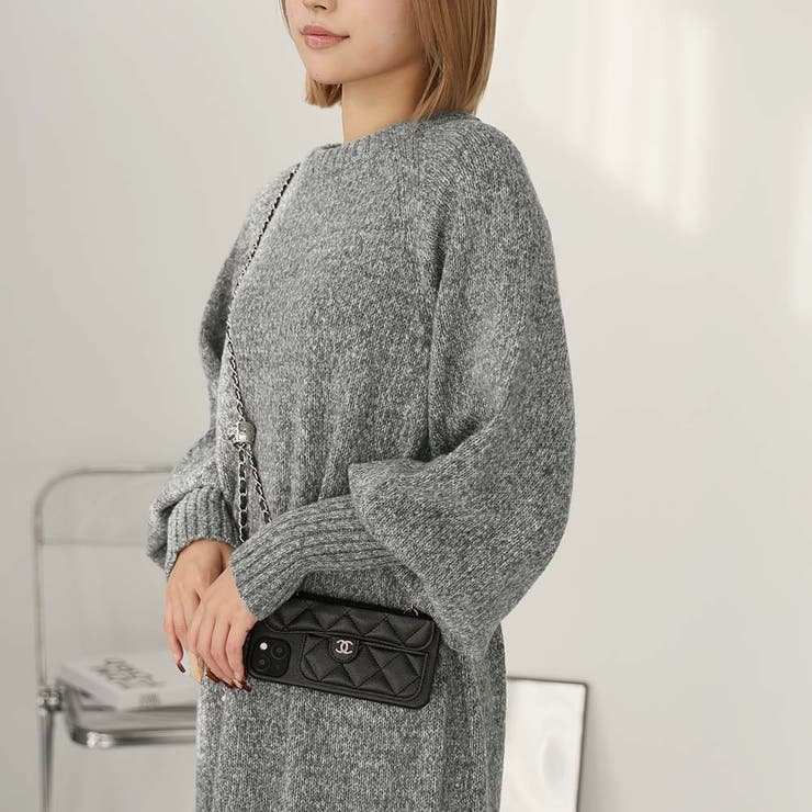 指ぬきボリューム袖クルーメランジニットワンピース | Girly Doll | 詳細画像4 