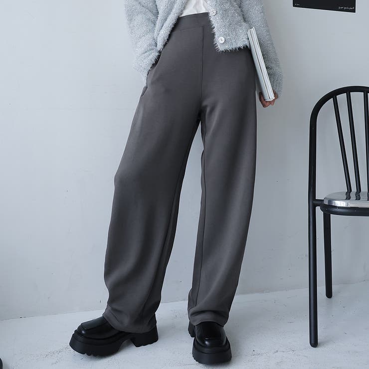 チャコール | ダンボールニットカーブパンツ | Girly Doll