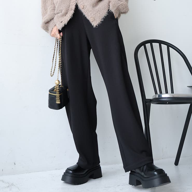 ブラック | ダンボールニットカーブパンツ | Girly Doll