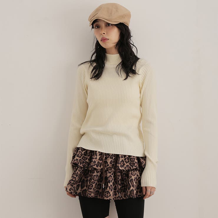 アイボリー | ボトルネックワイドリブニットプルオーバー | Girly Doll