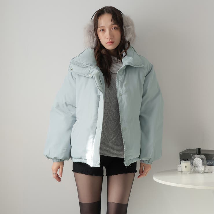 ブルー | 袖ボリュームショートダウンJK | Girly Doll