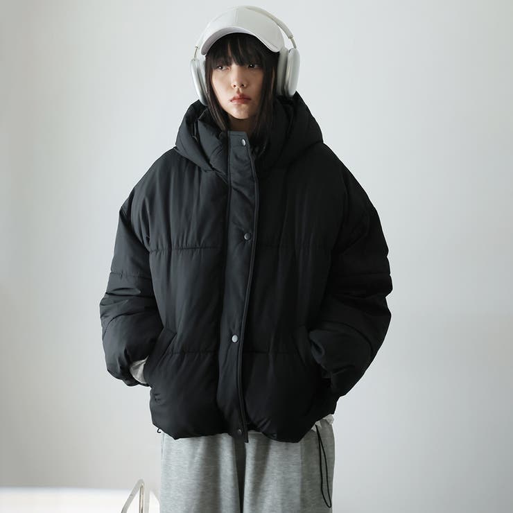 ブラック | 袖ラウンドフェイクダウン | Girly Doll