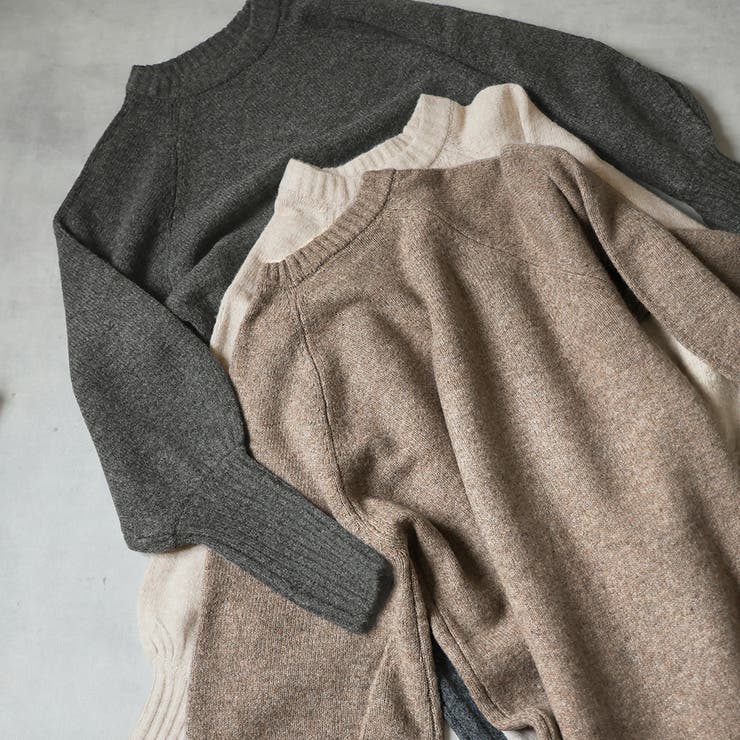 指ぬきボリューム袖クルーメランジニットワンピ | Girly Doll | 詳細画像1 