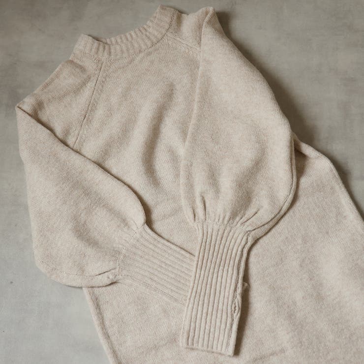 指ぬきボリューム袖クルーメランジニットワンピ | Girly Doll | 詳細画像3 