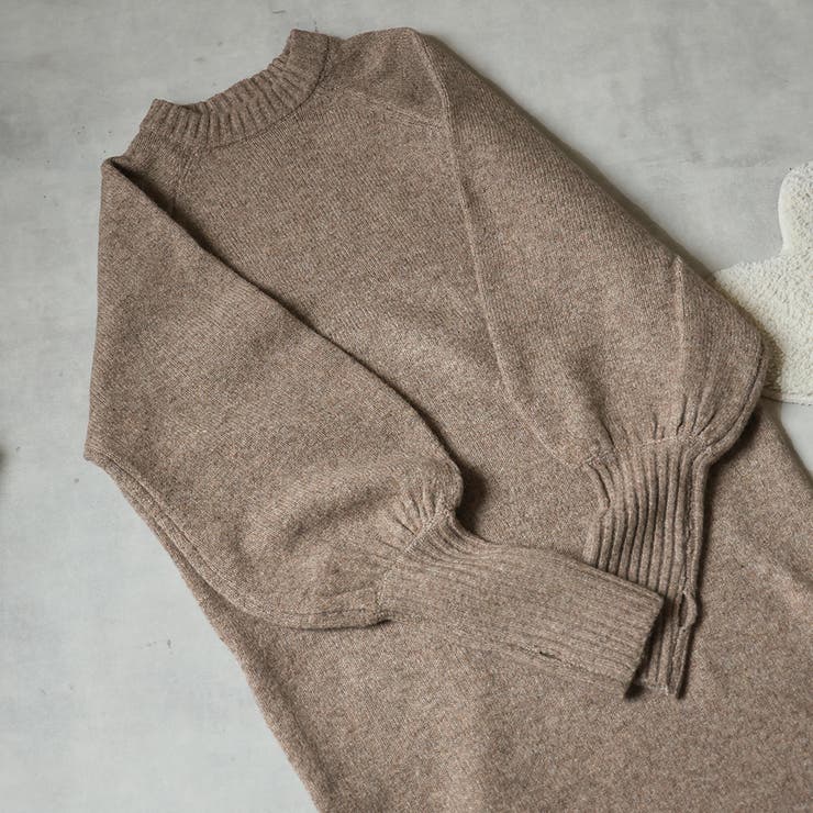 指ぬきボリューム袖クルーメランジニットワンピ | Girly Doll | 詳細画像4 