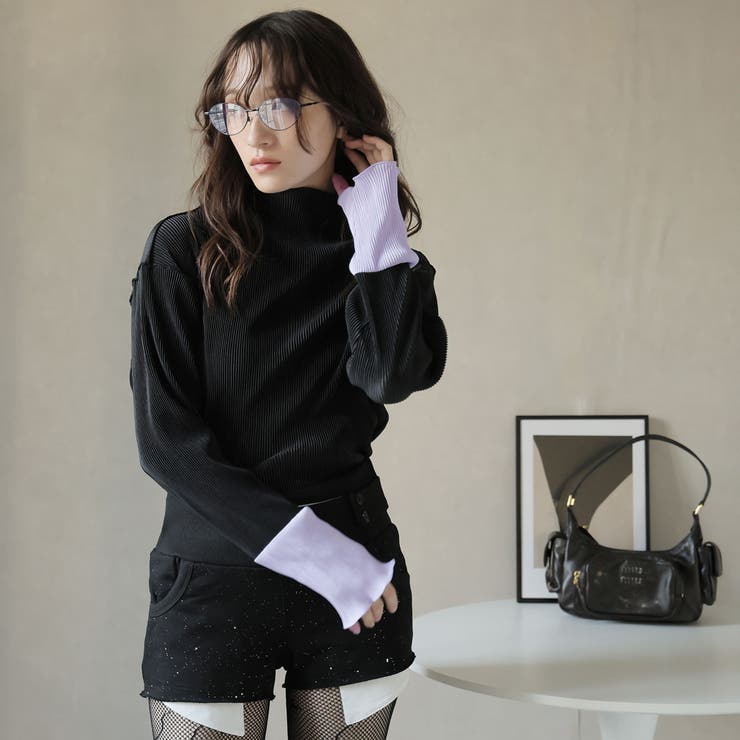 袖配色ハイネックメロープルオーバー | Girly Doll | 詳細画像6 