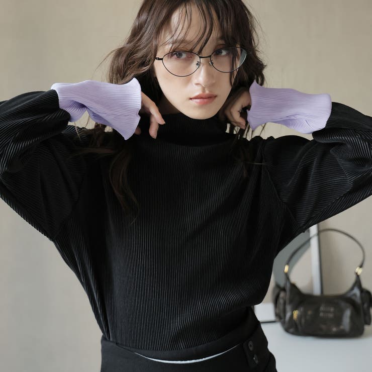 袖配色ハイネックメロープルオーバー | Girly Doll | 詳細画像7 