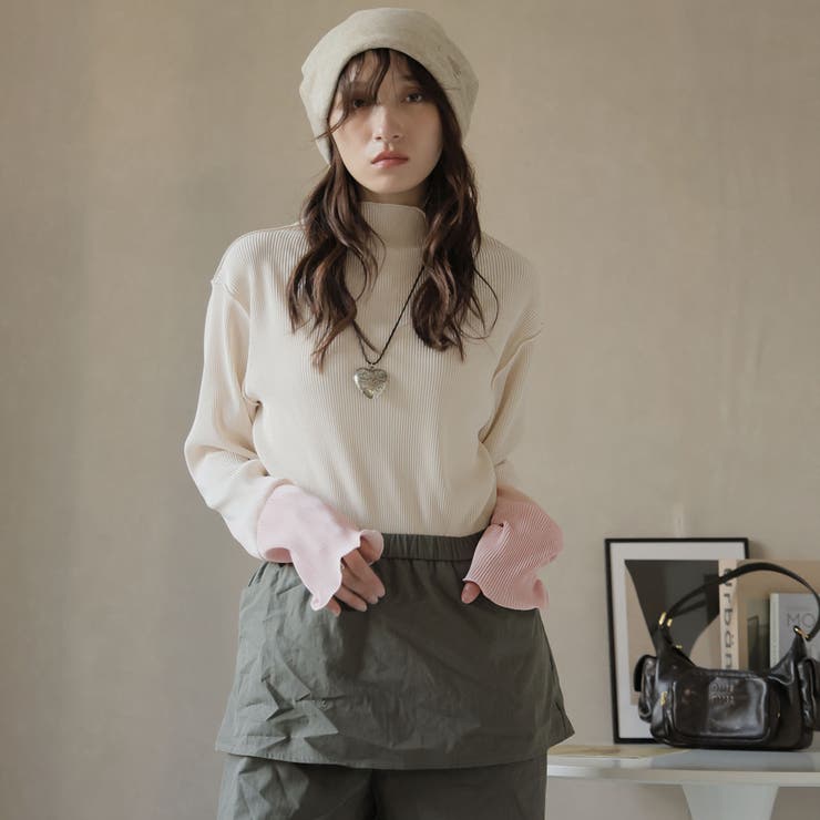 袖配色ハイネックメロープルオーバー | Girly Doll | 詳細画像8 