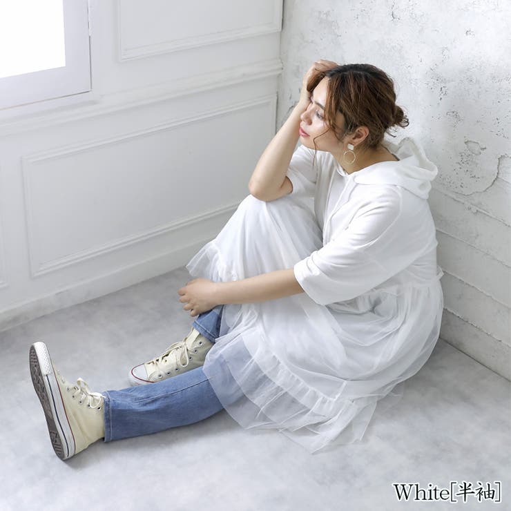 スウェットチュールドッキングワンピース【韓国ファッション】[品番