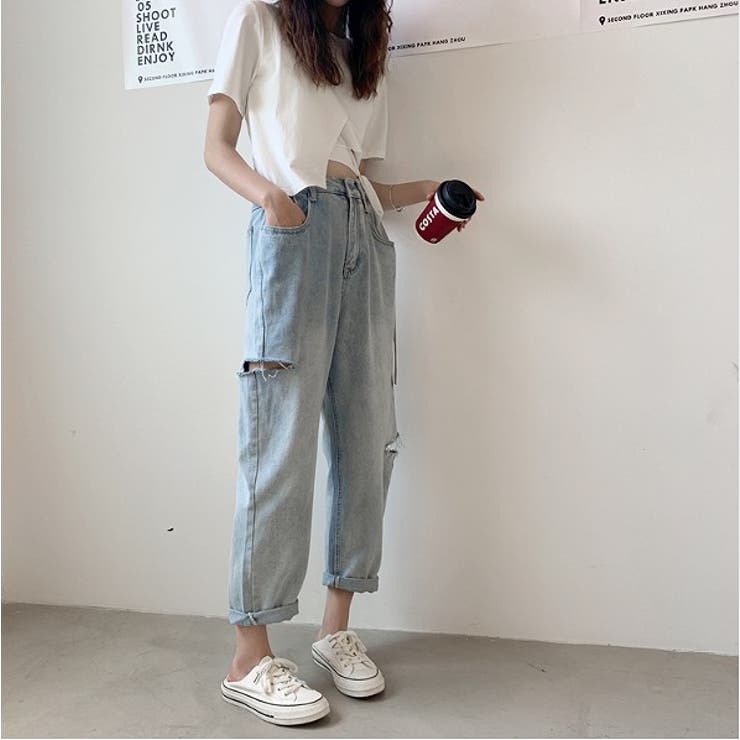 Girlydoll ハイウエストダメージデニム 韓国ファッション 品番 Zj Girly Doll ガーリードール のレディース ファッション通販 Shoplist ショップリスト