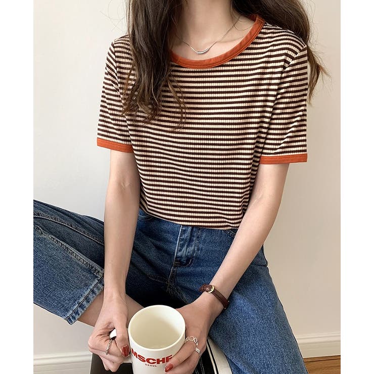 ボーダー半袖Ｔシャツ【韓国ファッション】 | Girly Doll | 詳細画像3 