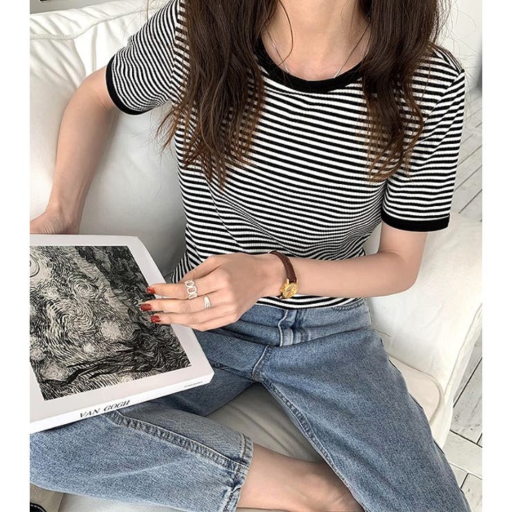 ボーダー半袖Ｔシャツ【韓国ファッション】 | Girly Doll | 詳細画像6 