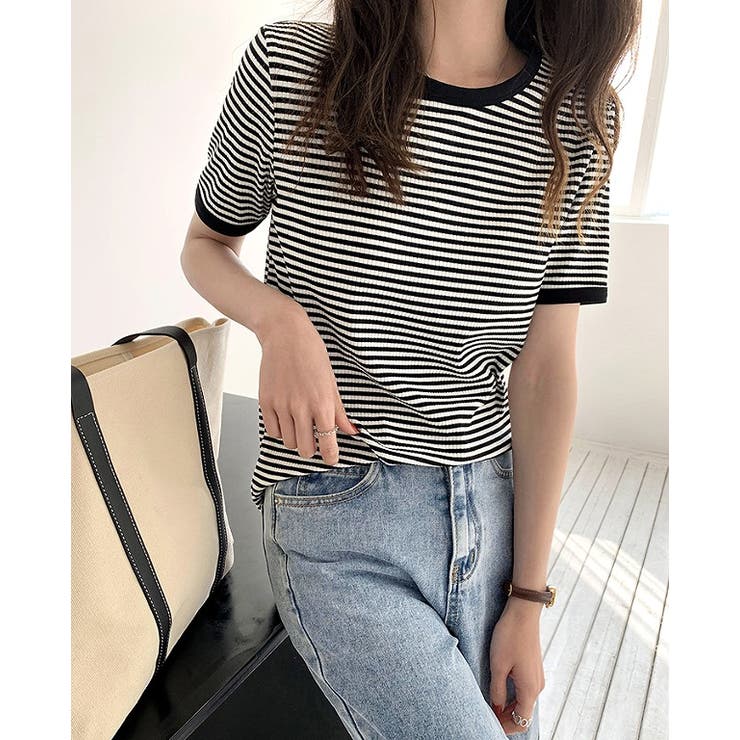 ボーダー半袖Ｔシャツ【韓国ファッション】 | Girly Doll | 詳細画像7 