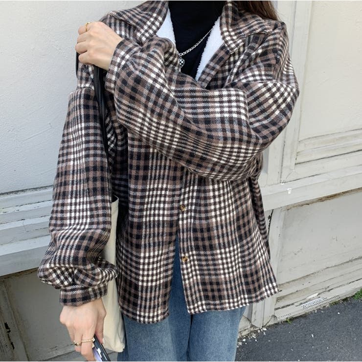 チェックシャツオーバージャケット【韓国ファッション】[品番