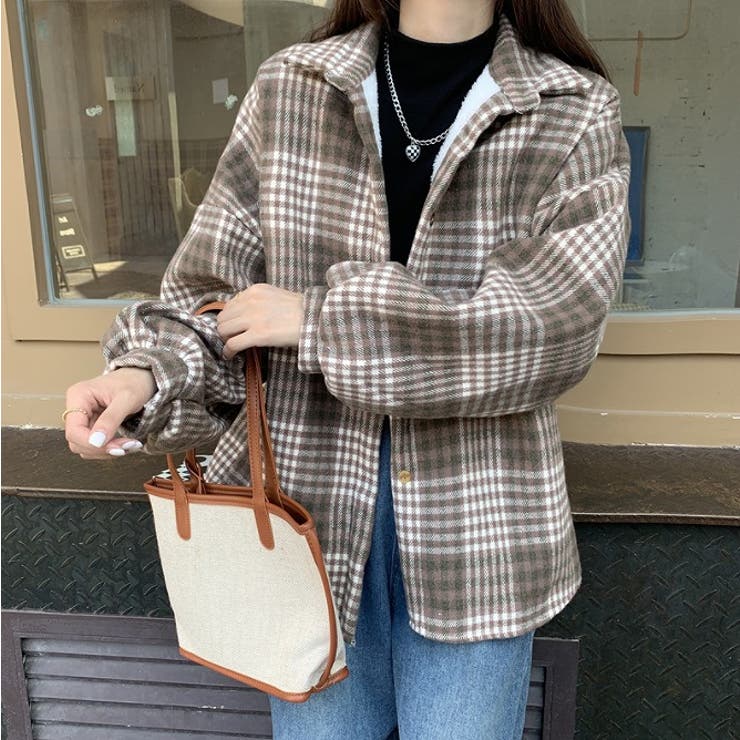 チェックシャツオーバージャケット【韓国ファッション】[品番