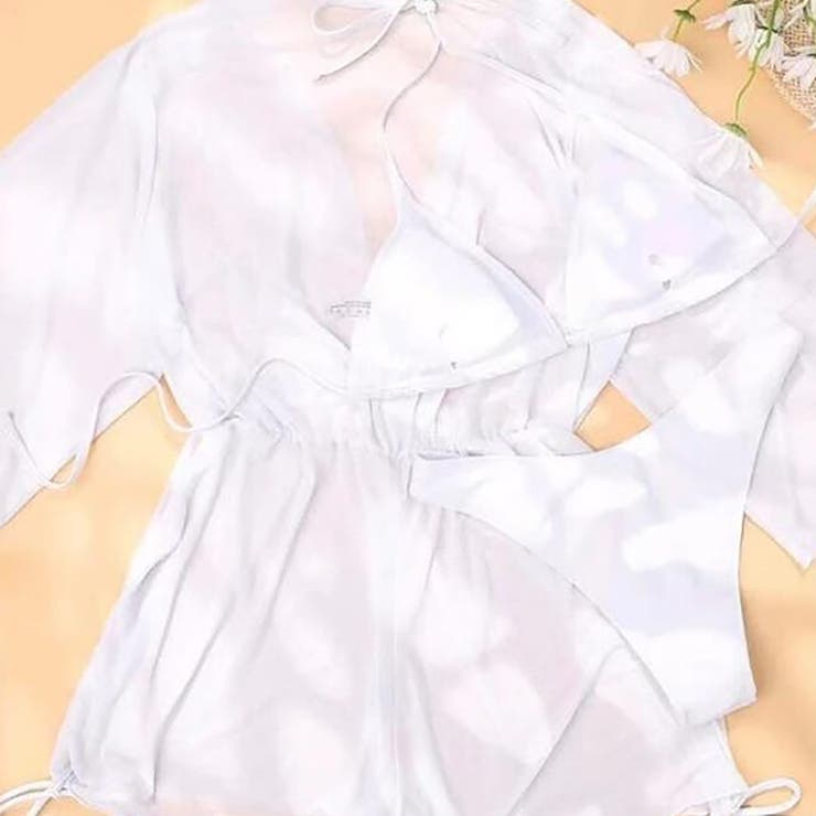 水着3点セット シアーサロペット＆ビキニ【韓国ファッション】 | Girly Doll | 詳細画像3 