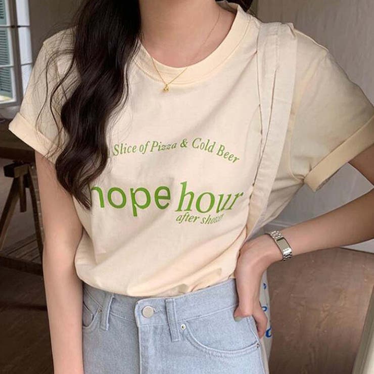 ガーリードール Girly Doll シンプルロゴTシャツ （ベージュ） Tシャツ【韓国ファッション】[品番：ZJ000021847]｜Girly Doll