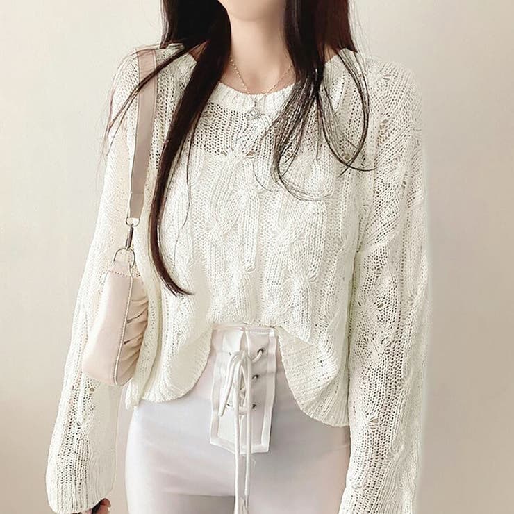 ホワイト | ニット・セーター【韓国ファッション】 | Girly Doll