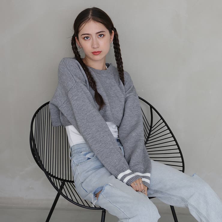 ライン入りショート丈ニット | Girly Doll | 詳細画像12 