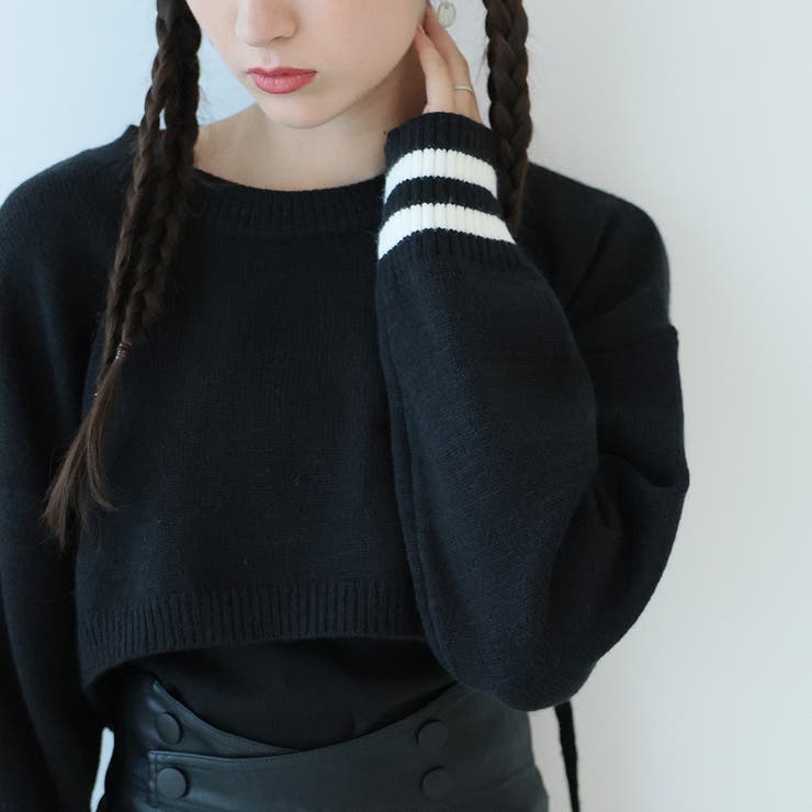 ライン入りショート丈ニット | Girly Doll | 詳細画像26 