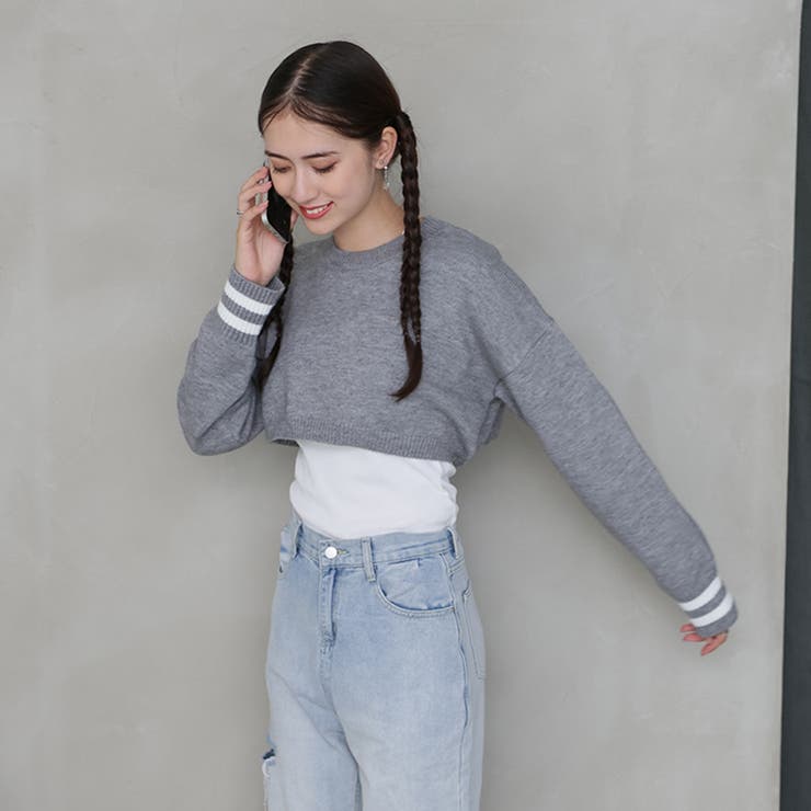 ライン入りショート丈ニット | Girly Doll | 詳細画像38 