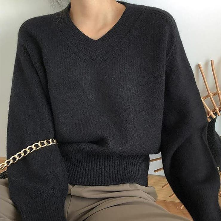Vネックニット【韓国ファッション】[品番：ZJ000023174]｜Girly