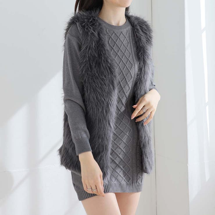 フェイクファーベスト[品番：ZJ000023259]｜Girly Doll