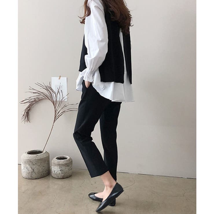 レイヤードが楽しめる！ニットベスト・ブラウス2枚セット【韓国ファッション】 | Girly Doll | 詳細画像9 