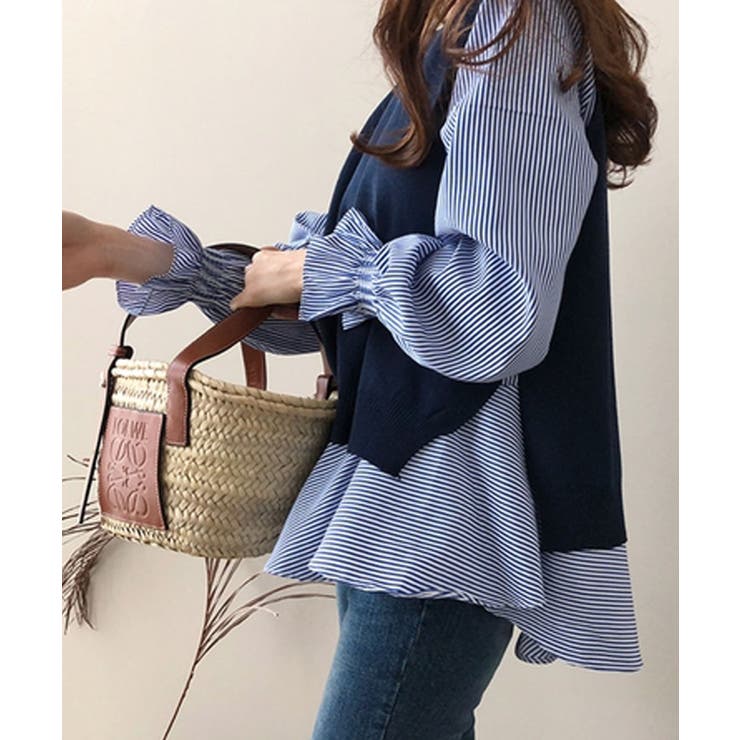 レイヤードが楽しめる！ニットベスト・ブラウス2枚セット【韓国ファッション】 | Girly Doll | 詳細画像10 