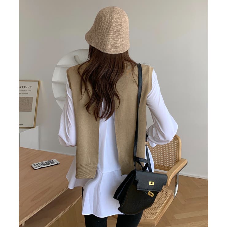 レイヤードが楽しめる！ニットベスト・ブラウス2枚セット【韓国ファッション】 | Girly Doll | 詳細画像13 