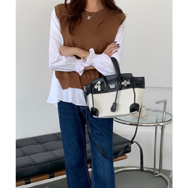 レイヤードが楽しめる！ニットベスト・ブラウス2枚セット【韓国ファッション】 | Girly Doll | 詳細画像15 