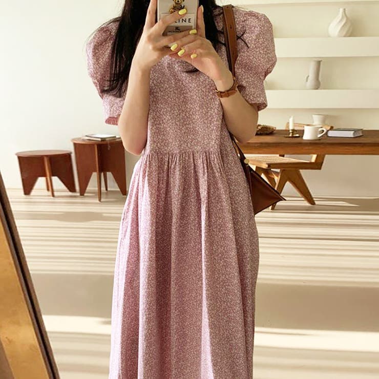 小花柄ワンピース【韓国ファッション】[品番：ZJ000017200]｜Girly