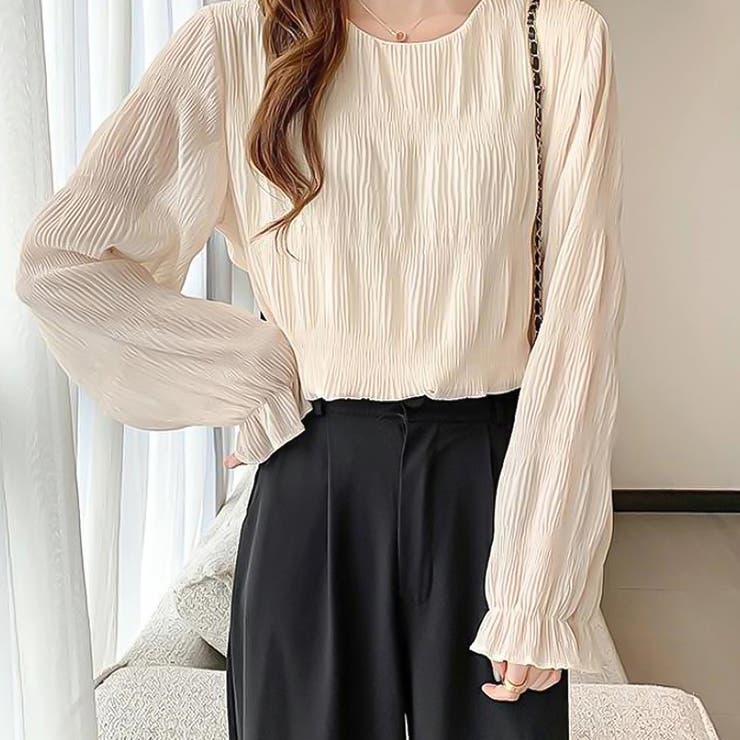 シャーリングシアーブラウス【韓国ファッション】【春夏新商品】 | Doula Doula | 詳細画像6 