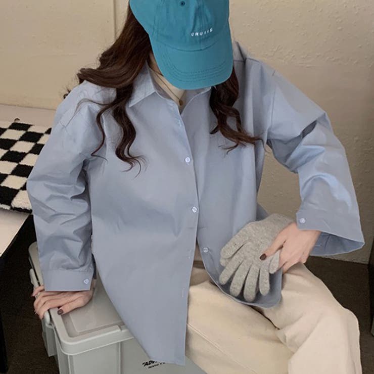 グレー-ブルー | オーバーサイズシャツ【韓国ファッション】 | Doula Doula