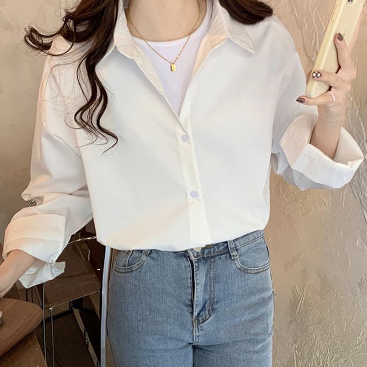 ホワイト | オーバーサイズシャツ【韓国ファッション】 | Doula Doula