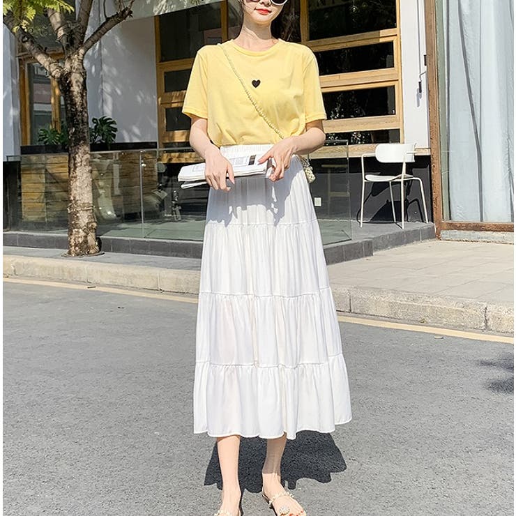 adidas 韓国限定　ティアードフレアスカート ティアードギャザーフレアスカート【韓国ファッション】[品番