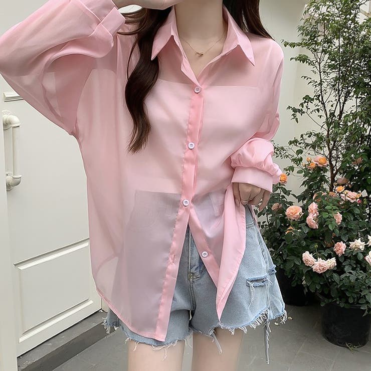 シアーシャツ【韓国ファッション】[品番：ZJ000022205]｜Girly Doll