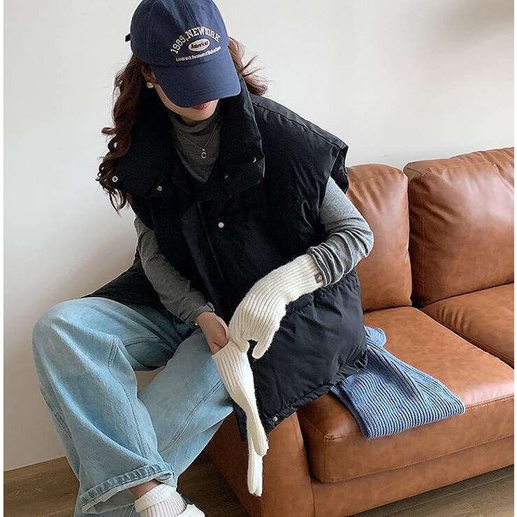 新作G/FORE韓国ジーフォアレディースダウンベストsizeLブラック UNISEX]オーバーサイズチェックダウンベスト | ファッション通販