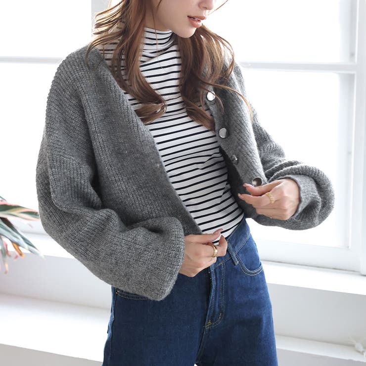 ショート丈ボリュームニットカーディガン | Girly Doll | 詳細画像3 