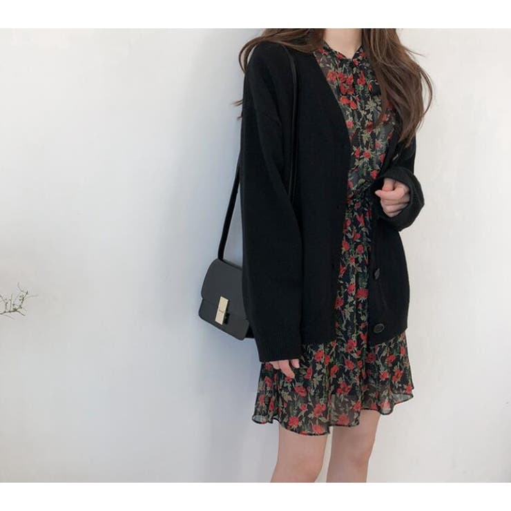 ブラック | ゆったりサイズカーディガン【韓国ファッション】 | Girly Doll