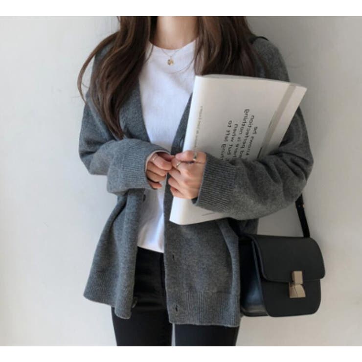 グレー | ゆったりサイズカーディガン【韓国ファッション】 | Girly Doll