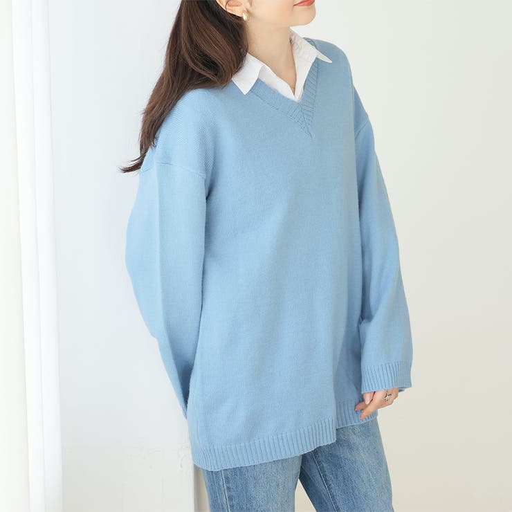 【特別セール品】 オーバーサイズVネックニット・セーター【韓国ファッション キッズ&ベビー