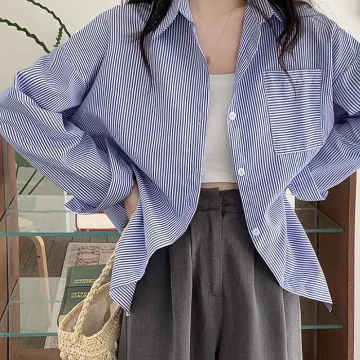 ストライプシャツ【韓国ファッション】【春夏新商品】[品番