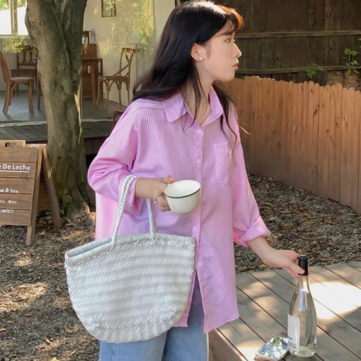 ストライプシャツ【韓国ファッション】【春夏新商品】[品番