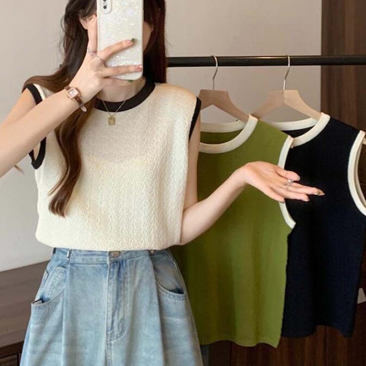 ルコック　韓国　ノースリーブニット　Mサイズ miniministore タンクトップ ノースリーブ ニットタンクトップ