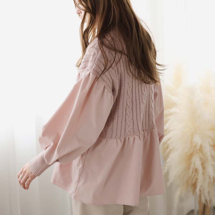 ドッキングハイネックケーブルニット【韓国ファッション】[品番