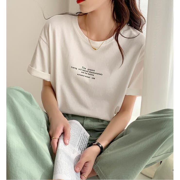 韓国ファッション　フリルTシャツ　ロゴTシャツ　フリル　パイピング　チェリー 韓国ファッション フリルTシャツ ロゴTシャツ フリル パイピング