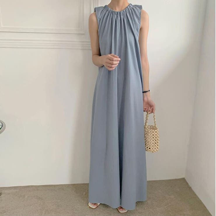 襟ギャザーフレアワンピース【韓国ファッション】 | Doula Doula | 詳細画像2 