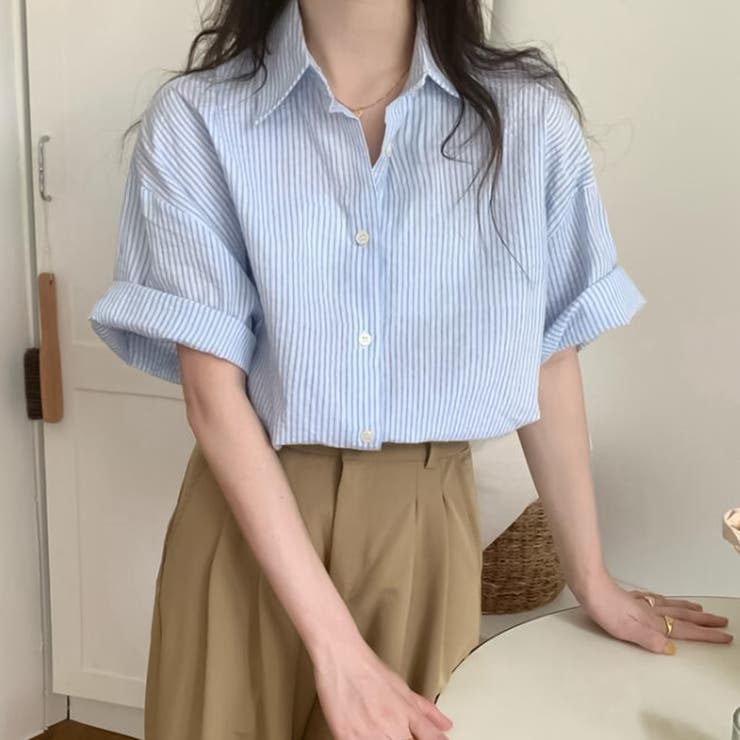 ストライプ半袖シャツ【韓国ファッション】 | Doula Doula | 詳細画像5 
