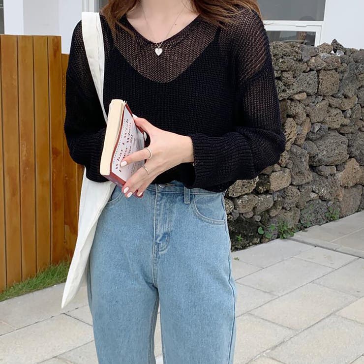 Vネックサマーニットプルオーバー【韓国ファッション】 | Doula Doula | 詳細画像14 